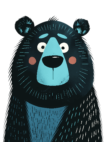 POD Design Cartoon Bear Illustration: A Curious Encounter