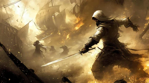 Medieval Naval Warfare with Sword Fighters