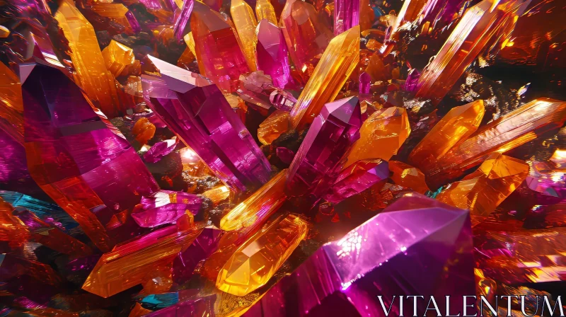 Close-up of Pink and Yellow Crystals | Abstract Art AI Image