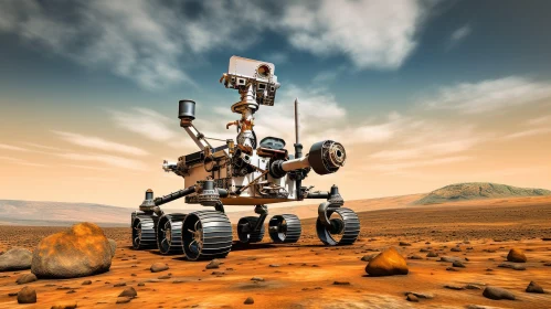 Curiosity Rover in the Martian Desert: A Captivating Exploration of Realism and Surrealism