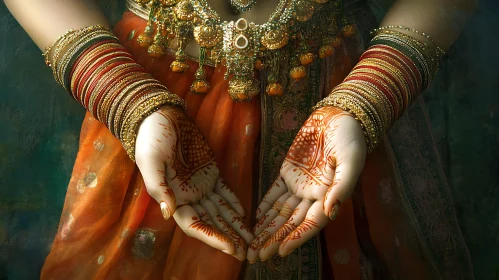 Woman with Henna Tattoo and Jewelry