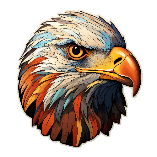 Detailed Bald Eagle Head Portrait on Transparent Background POD Design