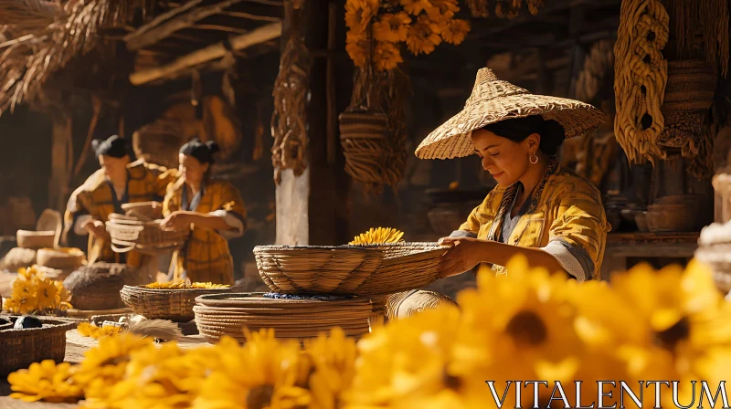 Vintage Floral Harvest Scene AI Image