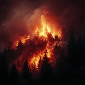 Nighttime Forest Blaze