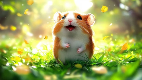 Cute Hamster in Grass