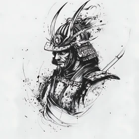 Monochrome Samurai Warrior Illustration