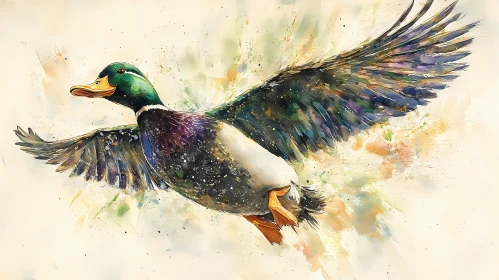 Artistic Mallard Duck Watercolor