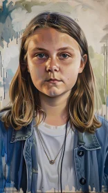 Serious Portrait of Greta Thunberg with Smooth Blend of Colors