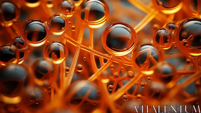 Intricate Water Droplet Display Against Orange Backdrop AI Image