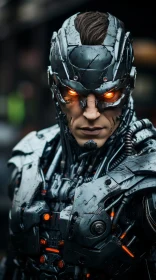 Man in Black Suit with Orange Eyes - Liquid Metal Superhero