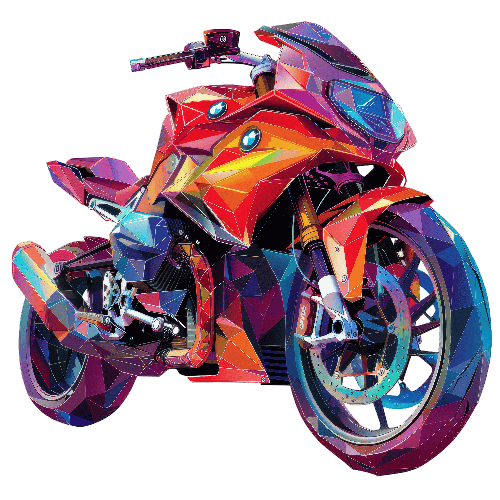 Modern Red and Blue Motorcycle Digital Art for Printing