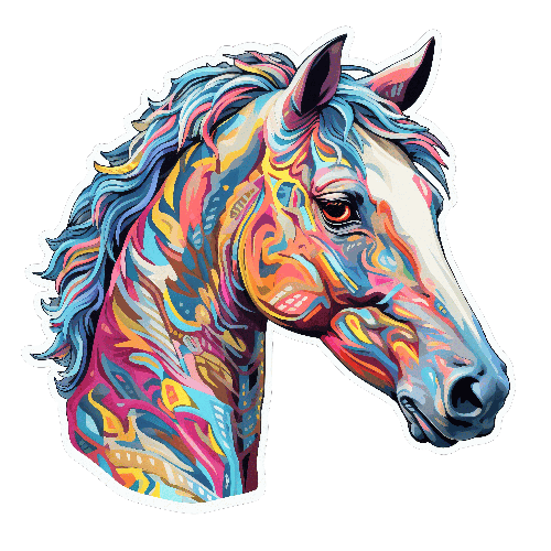 POD Design Multi-Colored Horse Head Design for T-Shirt Printing