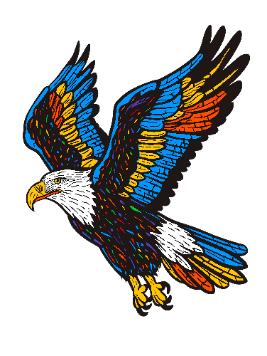 POD Design Multicolored Eagle with Intricate Feather Patterns