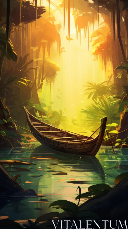 Mysterious Jungle Boat: Captivating Concept Art AI Image