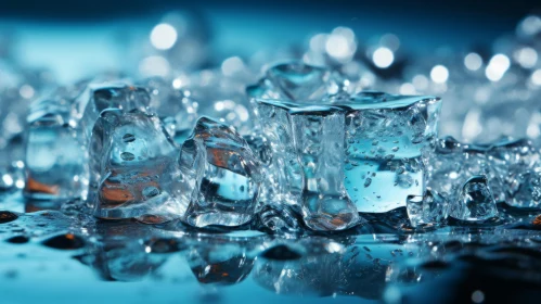Precision Craftsmanship in Ice Cubes on Blue Background