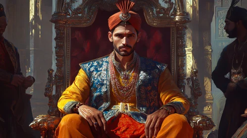 Royal Portrait of Indian King on Throne