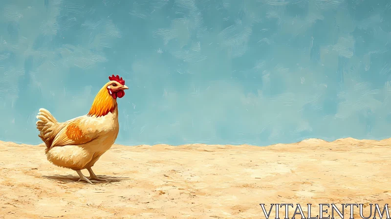 Chicken in Sunny Landscape AI Image