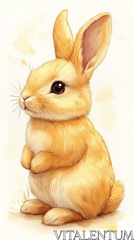 Illustrated Fluffy Rabbit AI Image