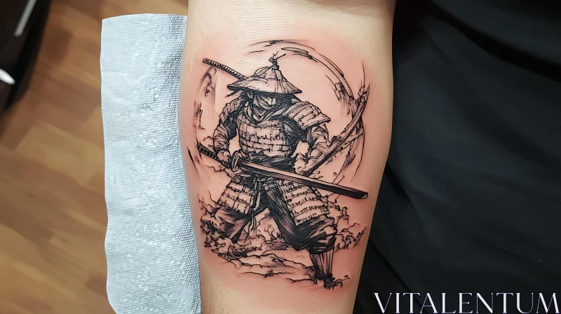 Ink Drawing of a Samurai Tattoo AI Image