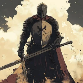 Armored Knight with Sword and Shield