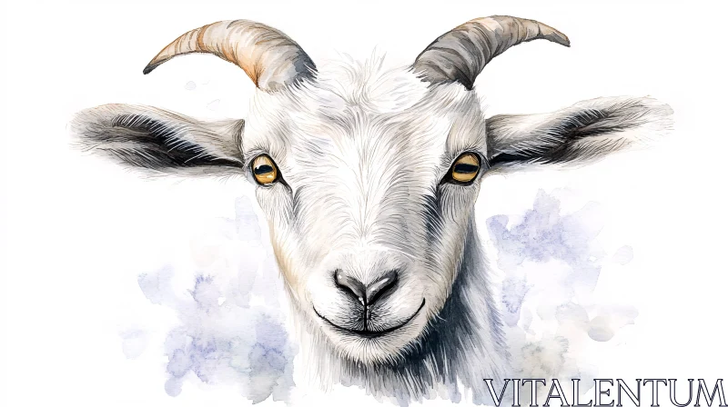 Artistic Goat Watercolor AI Image