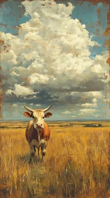 Pastoral Scene with Cow and Clouds