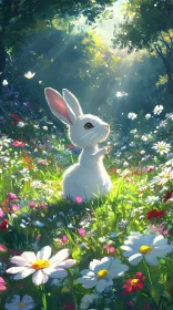 Charming Rabbit in Wildflower Glade