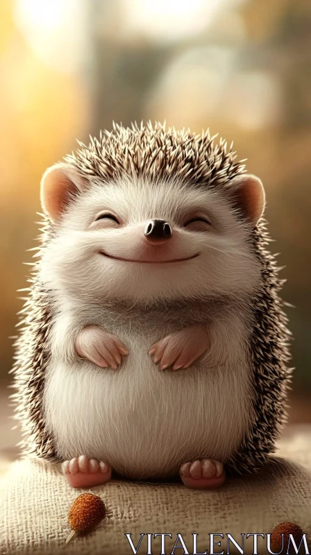 Content Hedgehog with a Joyful Expression AI Image