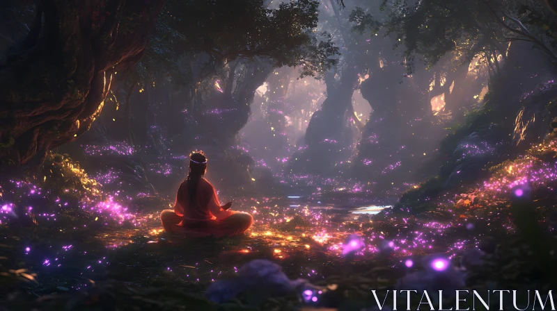 AI ART Serene Meditation in Enchanted Forest