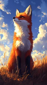 Elegant Fox Amidst Golden Fields
