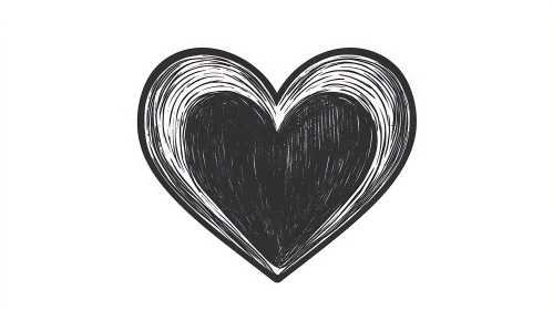 Stylized Heart Illustration in Black and White