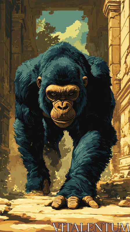 Gorilla in Historic Architecture AI Image