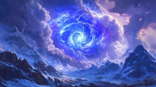 Blue Energy Storm Above Mountains