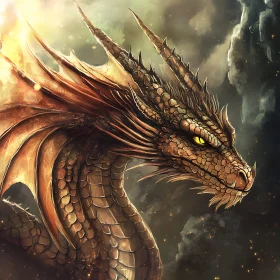 Dragon in Smoky Landscape