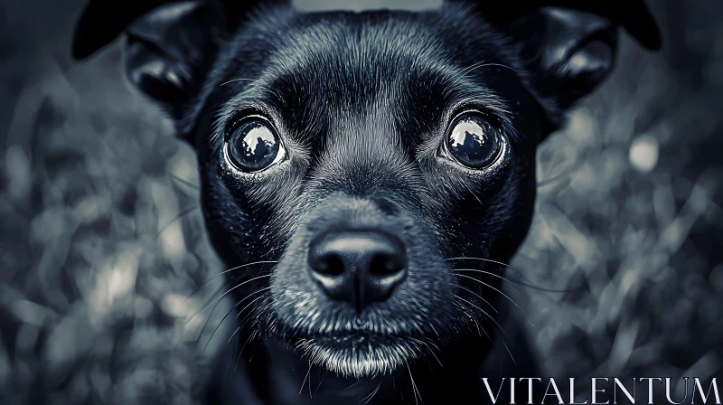 Close-Up of a Black Canine Companion AI Image