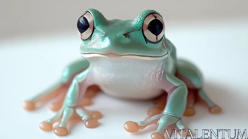 Frog with Glossy Eyes AI Image