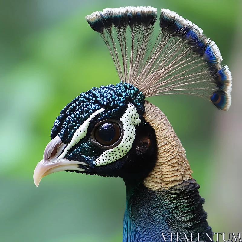 Peacock Head Close-Up AI Image