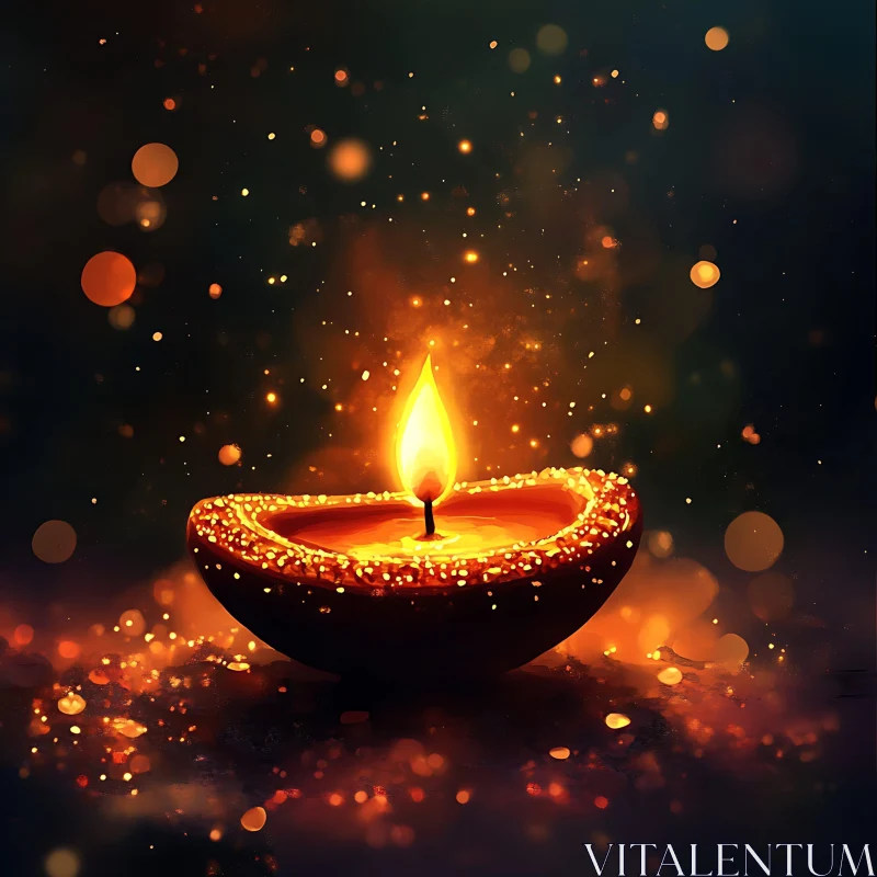 Glowing Diwali Candle Light Still Life AI Image