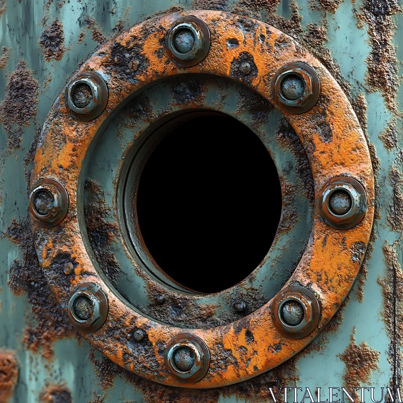 AI ART Rusted Metal Circle with Bolts
