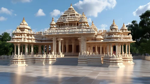 Ornate Temple Exterior with Column Details