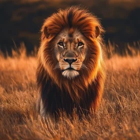 Lion in Golden Field