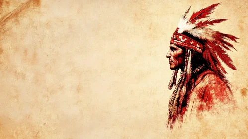 Indigenous Warrior Profile with Feathered Crown