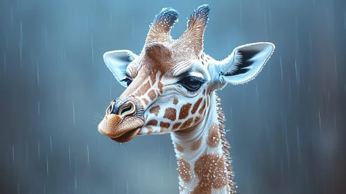 Giraffe in Rain