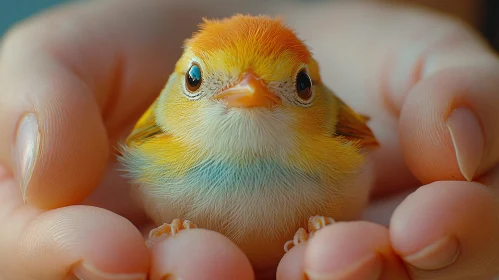 Gentle Hands Holding a Small Bird