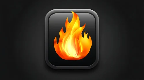 Sleek Flame Symbol on Dark Background