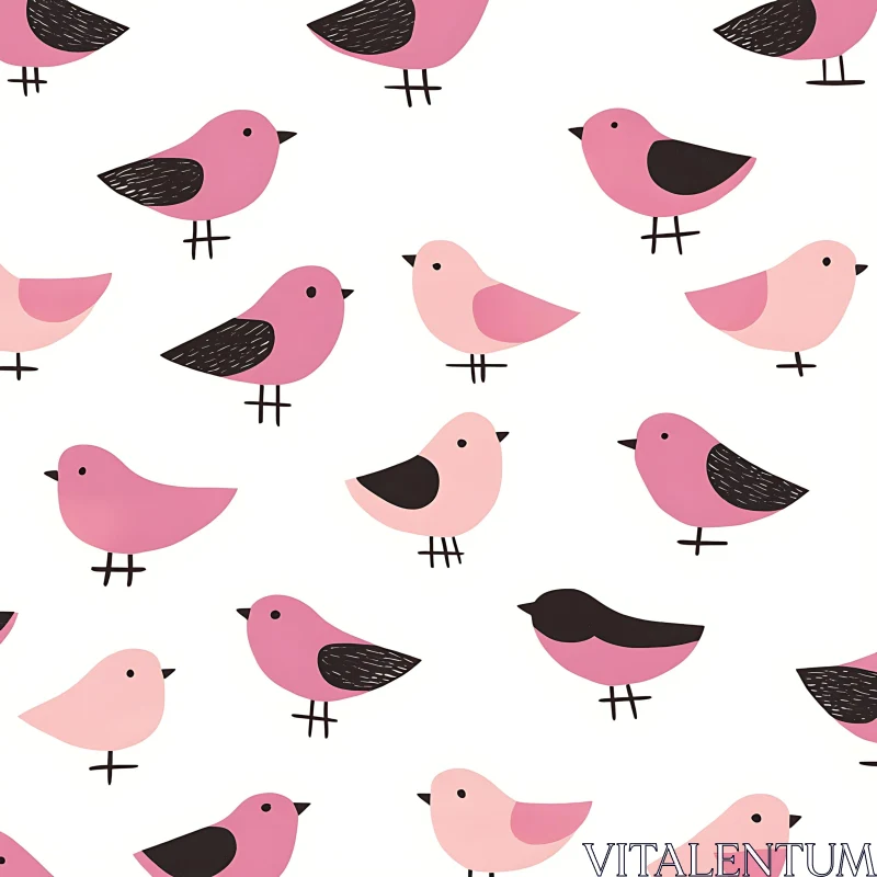 AI ART Stylized Bird Pattern on White Background