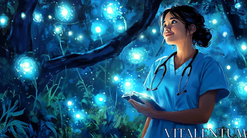 AI ART Serene Doctor in Luminous Woods