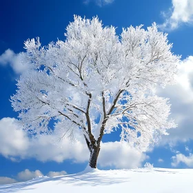 Winter Tree in Snow Landscape