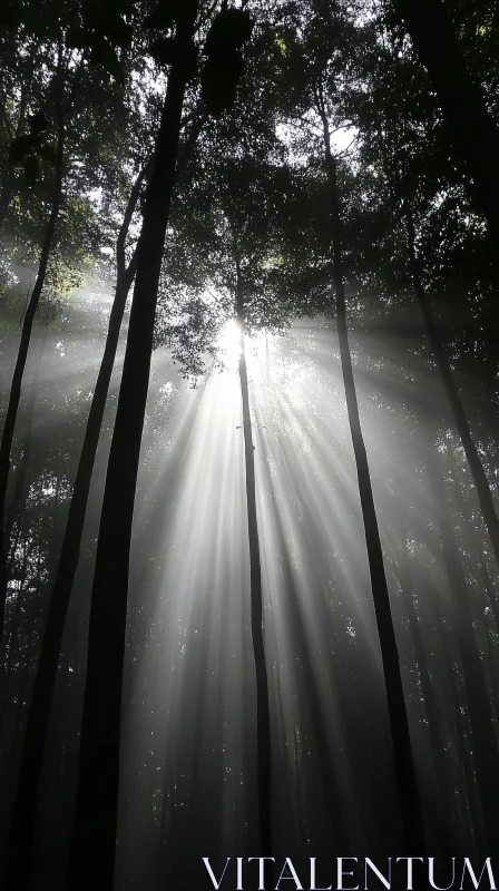 AI ART Sunbeams Breaking Through Forest Canopy