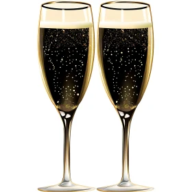 Golden Champagne Flutes Celebration